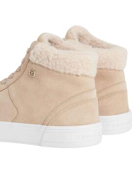 Baskets Tommy Hilfiger Vulc Daim Beige Femme