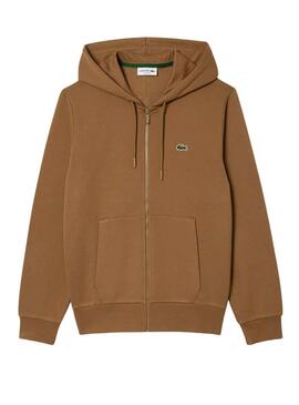 Sweat Lacoste Fermeture éclair Brun pour Homme