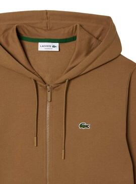 Sweat Lacoste Fermeture éclair Brun pour Homme