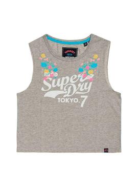 T-Shirt Superdry Tokyo Floral Gris Femme