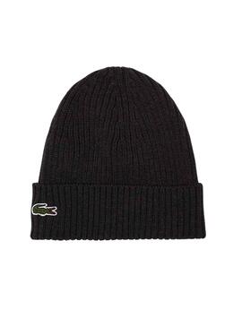 Chapeau Bonnet Lacoste Knitted Noire pour Femme Homme