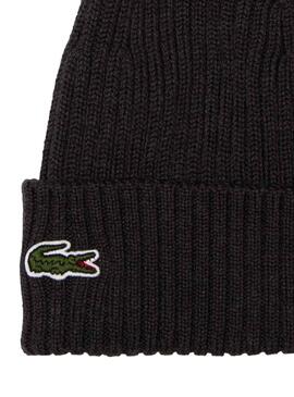 Chapeau Bonnet Lacoste Knitted Noire pour Femme Homme