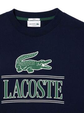 Sweat Lacoste Bandera 3D Bleu Marine Homme Femme