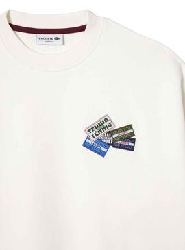 Sweat Lacoste Insigne Blanc pour Homme