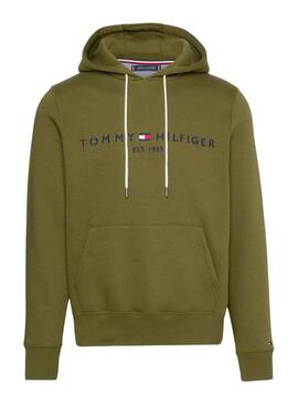 Sweat Tommy Hilfiger Logo Hoody Vert Homme