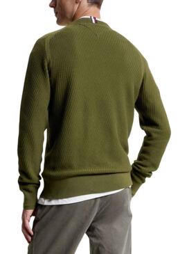 Pull Tommy Hilfiger Rectangulaire Vert Homme