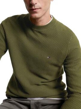 Pull Tommy Hilfiger Rectangulaire Vert Homme