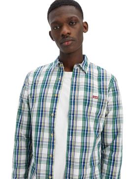 Chemise Levis Battery Cadres Vert pour Homme