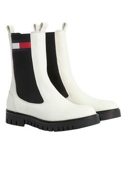 Bottines Tommy Jeans Long Chelsea Blanc Femme