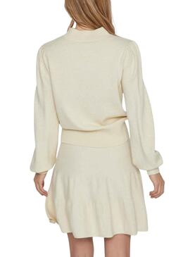 Pull Vila Viril Turtle Beige pour Femme