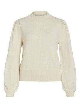Pull Vila Viril Turtle Beige pour Femme
