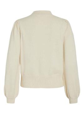 Pull Vila Viril Turtle Beige pour Femme