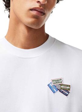 T-Shirt Lacoste Insignias Blanc pour Homme