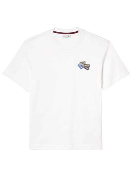 T-Shirt Lacoste Insignias Blanc pour Homme