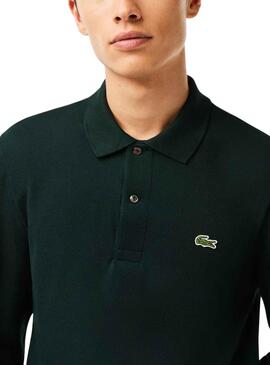Polo Lacoste Col Bord Cotes Manches Vert Homme