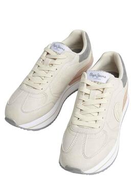 Baskets Pepe Jeans Rusper Beige minimal Femme