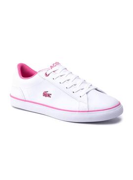 Chausson Lacoste Lerond Blanc Rose Fille