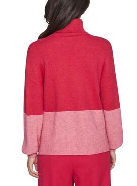 Pull Vila Viril Blocking Rouleau Rose pour Femme