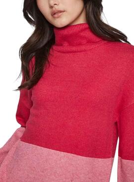 Pull Vila Viril Blocking Rouleau Rose pour Femme