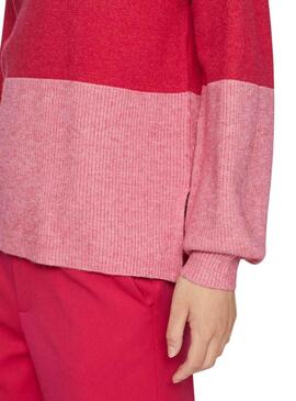 Pull Vila Viril Blocking Rouleau Rose pour Femme