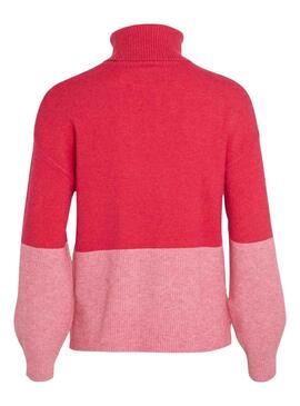 Pull Vila Viril Blocking Rouleau Rose pour Femme