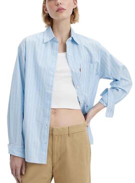 Chemise Levis Nola Jenny Stripe Bleu pour Femme