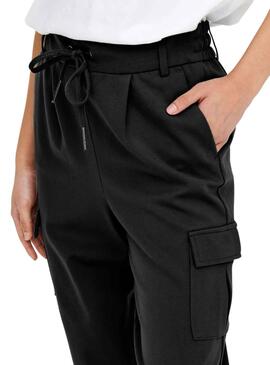 Pantalones Only Cargo Poptrash Noire pour Femme