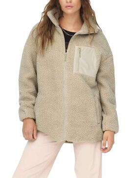 Veste Only Tracy Sherpa Beige pour Femme