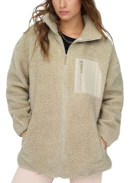 Veste Only Tracy Sherpa Beige pour Femme