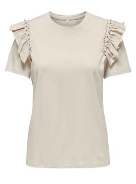 T-Shirt Only Beige Rebelle pour Femme