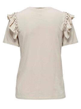 T-Shirt Only Beige Rebelle pour Femme