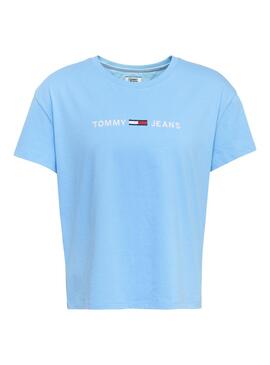 T-Shirt Tommy Jeans Boxy Clean Logo Femme Bleu
