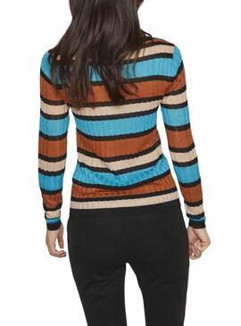 Pull Vila Viember Rayures Bleu pour Femme