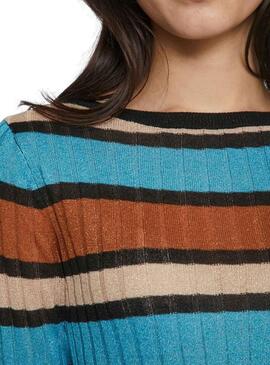 Pull Vila Viember Rayures Bleu pour Femme