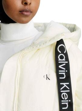Veste Calvin Klein Plumes Corta Beige Femme