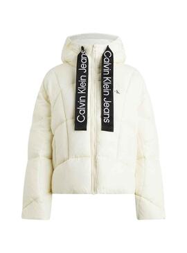 Veste Calvin Klein Plumes Corta Beige Femme