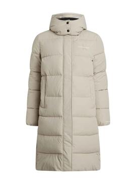 Veste Calvin Klein Plumes Capuche Beige Femme