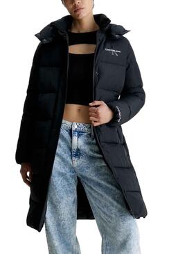 Veste Calvin Klein Plumes Capuche Noire Femme