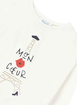 T-Shirt Mayoral Mon Coeur Blanc pour Fille