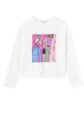 T-Shirt Mayoral Graphique Blanc pour Fille