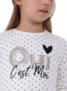 T-Shirt Mayoral Mini-Cœurs Blanc pour Fille