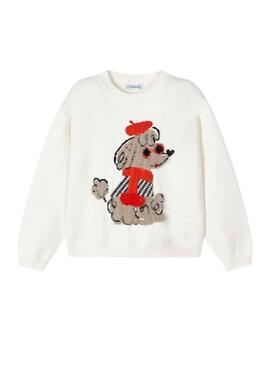 Pull Mayoral Chien Fourrure Blanc pour Fille