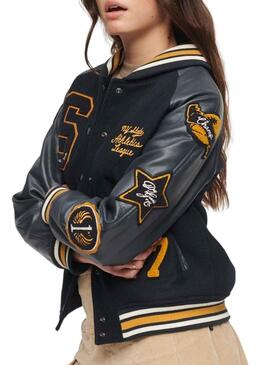 Bombardier Superdry College Patched Noire Femme