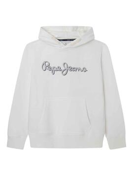 Sweat Pepe Jeans Nolan Hoodie Blanc pour Garçon