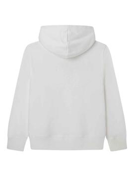 Sweat Pepe Jeans Nolan Hoodie Blanc pour Garçon