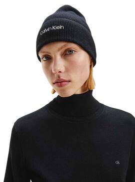 Chapeau Calvin Klein Essential Knit Noire pour Femme