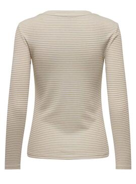 T-Shirt Only True Glitter Beige pour Femme
