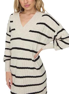 Robe Only New Tessa Rayures Beige pour Femme