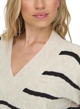 Robe Only New Tessa Rayures Beige pour Femme