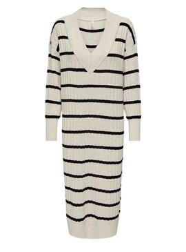 Robe Only New Tessa Rayures Beige pour Femme